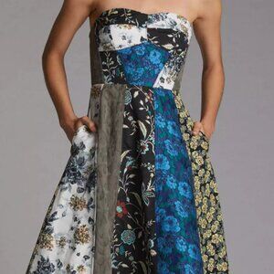 Anthropologie Floral Sweetheart Midi Dress